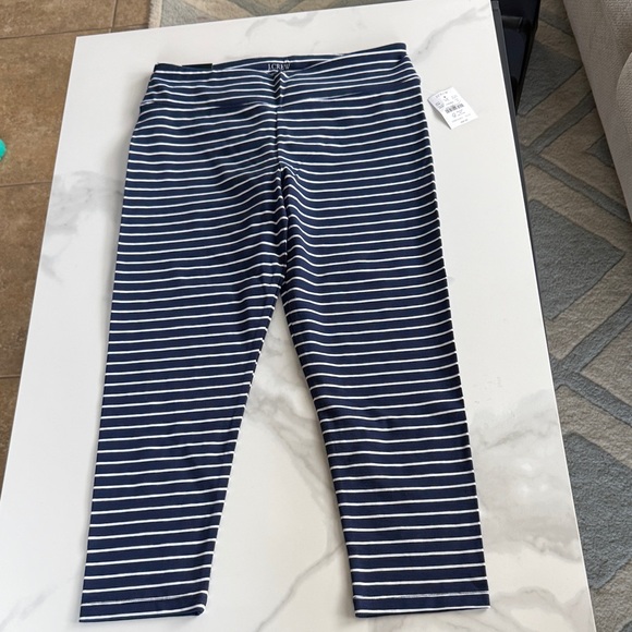 J. Crew Navy and White Striped Leggings - Picture 1 of 3